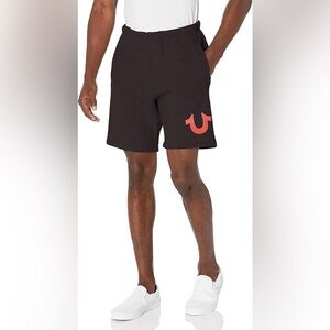 NWT Men's True Religion Black Shorts with Red Logo - Size M